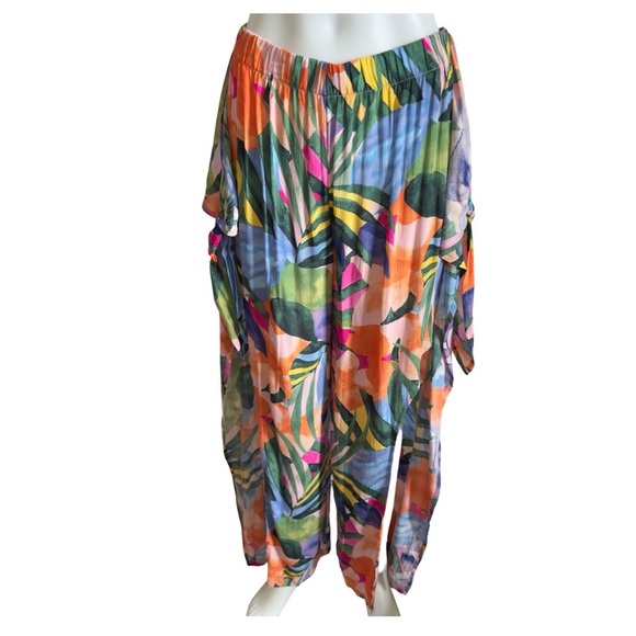 Kona Sol Blue Orange Maxi Beach Wrap Trousers Size S - Picture 5 of 8